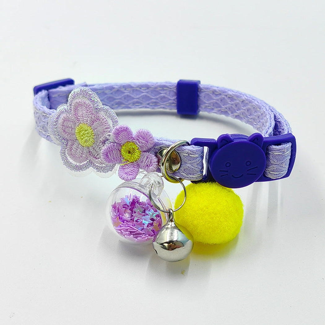 Mokka - Collier pour chat à motif floral, à clip de sécurité avec clochette