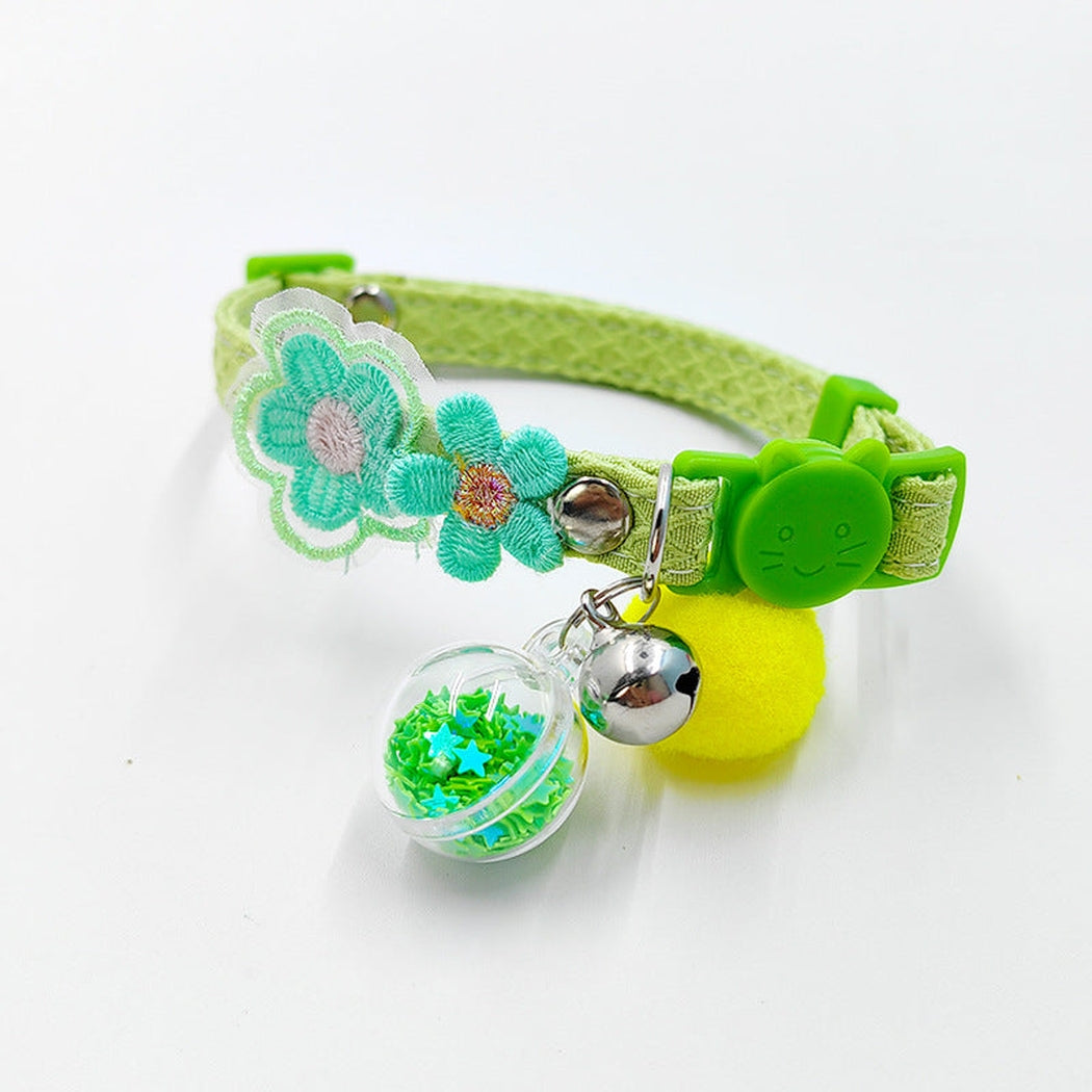 Mokka - Collier pour chat à motif floral, à clip de sécurité avec clochette