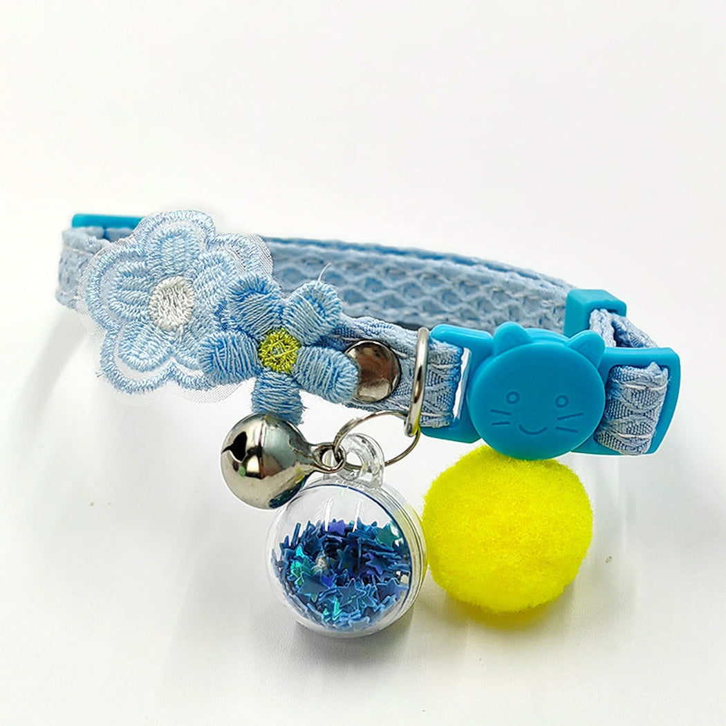 Mokka - Collier pour chat à motif floral, à clip de sécurité avec clochette