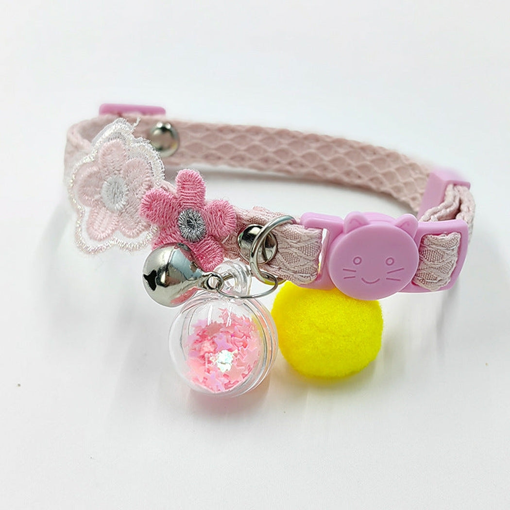 Mokka - Collier pour chat à motif floral, à clip de sécurité avec clochette